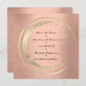 Sparen de Datum Wreated Peach Zalmon Golden Circle Save The Date (Voorkant / Achterkant)
