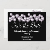 Sparen de Datum Zwarte ballonnen Al Voorval Aankondigingskaart (Voorkant / Achterkant)