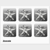 Sparen de Datum Zwarte Startvis Wedding Sticker (Vel)