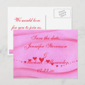 Sparen de datumbriefkaarten golf van rode harten aankondigingskaart (Voorkant / Achterkant)