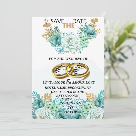 Sparen de datumuitnodiging kaart (Staand voorkant)