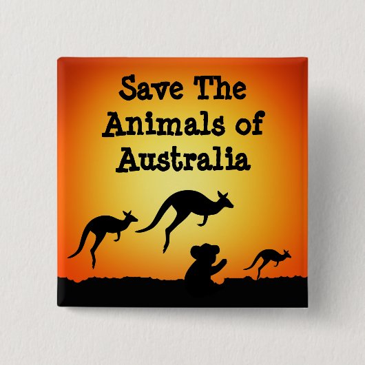 Sparen de Dieren van Australië Vierkante Button 5,1 Cm (Voorkant)