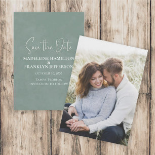 Sparen de Foto Groene Elegant Manuscript van de We Save The Date