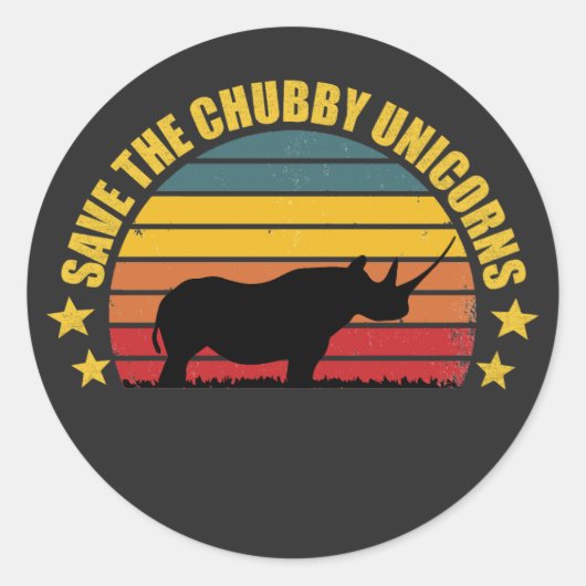 Sparen de   Funny Rhino-minnaar van de Chubby Unic Ronde Sticker (Voorkant)