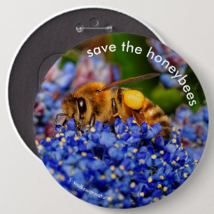 Sparen de Honeybees die Californië Lila bestuiven Ronde Button 6,0 Cm