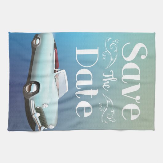 Sparen de  Klassieke Kar van de Datum Theedoek (Horizontaal)