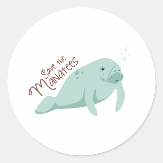 Sparen de Manateans Ronde Sticker (Voorkant)