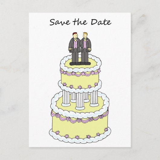 Sparen de Mannelijke Paar van de Datum op een Dek Aankondigingskaart (Voorkant)