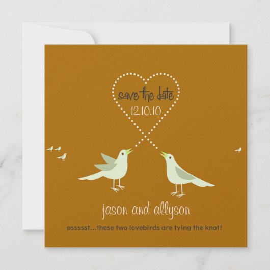 Sparen de Mededelingen van de Datum met Lovevogels Save The Date (Voorkant)