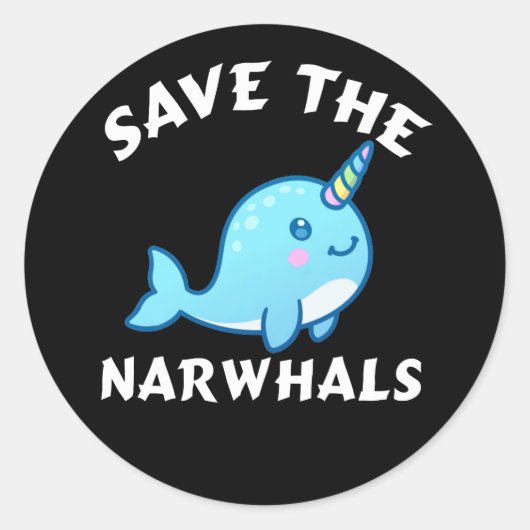 Sparen de Narwhals Ronde Sticker (Voorkant)
