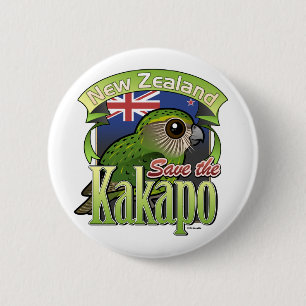 Sparen de Nieuw-Zeelandse Kakapo Ronde Button 5,7 Cm