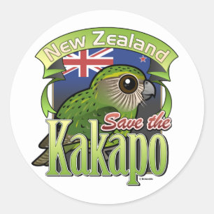 Sparen de Nieuw-Zeelandse Kakapo Ronde Sticker