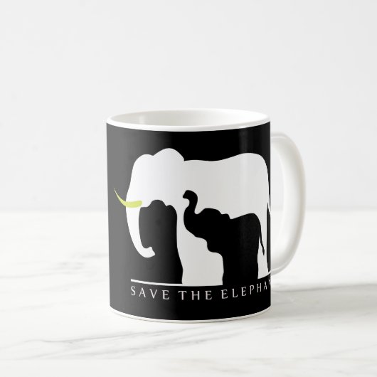 Sparen de Olephants (zwart) Koffiemok (Voorkant rechts)