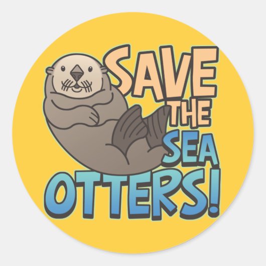 Sparen de otters van het Zee Ronde Sticker (Voorkant)