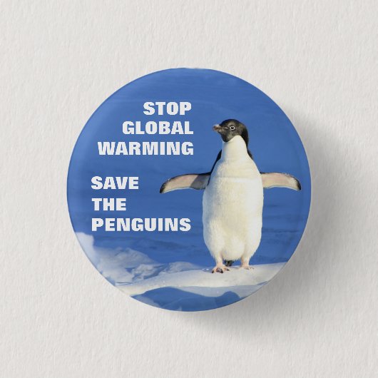 Sparen de Pinguins Einde de Globale Warm Ronde But Button (Voorkant)