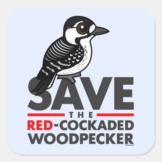 Sparen de Rode-cockpit Woodpecker Vierkante Sticker (Voorkant)