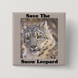 Sparen de sneeuwluipaard vierkante button 5,1 cm