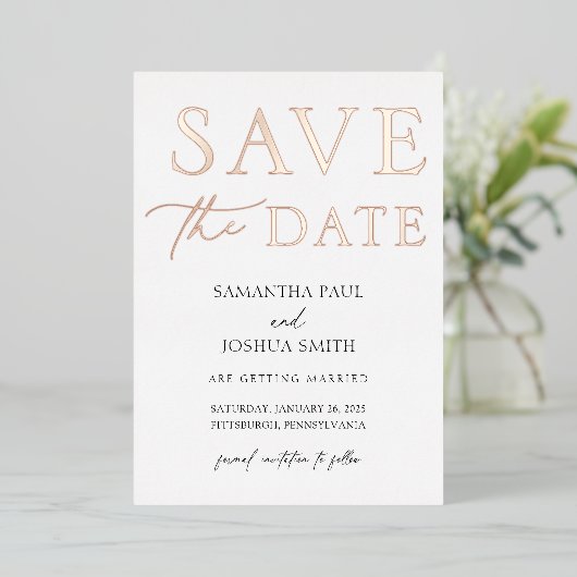 Sparen de Uitnodiging van de Folie van de Datum (Staand Voorkant)