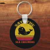 Sparen de Unicorns van het Zee Retro Narwhal Sleutelhanger (Voorkant)
