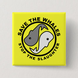 Sparen de Walvissen - Dierenrechten Vierkante Button 5,1 Cm