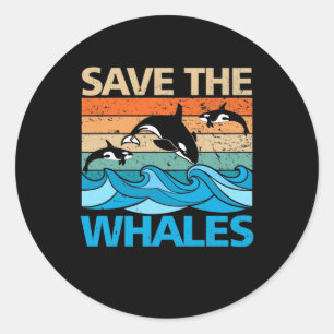 Sparen de walvissen van de Vintage Orca walvis Ronde Sticker
