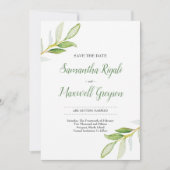Sparen de Waterverf Greenery van de Datum Save The Date (Voorkant)