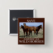 Sparen de Wilde Paarden Vierkante Button 5,1 Cm (Voorkant /achterkant)