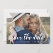 Sparen de Witte Handgeschreven Foto van de Datum Save The Date (Voorkant)