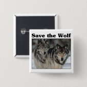 Sparen de Wolf Vierkante Button 5,1 Cm (Voorkant /achterkant)