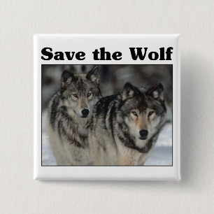 Sparen de Wolf Vierkante Button 5,1 Cm