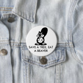 Sparen een Boom, eet een Beaver Ronde Button 7,6 Cm (In situ)