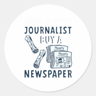 Sparen een Journalist Koop Krantenjournalistiek Gi Ronde Sticker