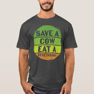 Sparen een Koe eet een Vegetarian Earth Day World  T-shirt