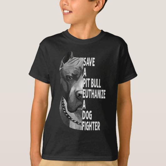 Sparen een Pitbull Euthanize een Hond Fighter Funn T-shirt (Voorkant)