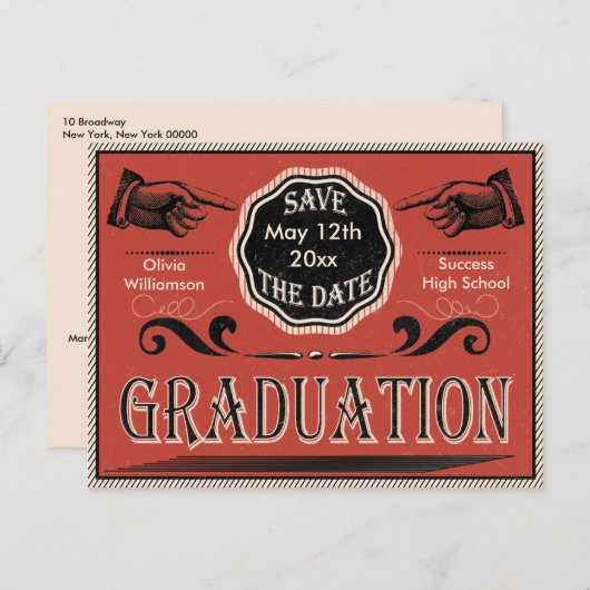 Sparen het Afstuderen van de Datum School Briefkaart (Voorkant / Achterkant)