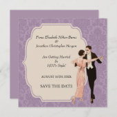 Sparen het  Dansende Paar van 1920 van de Datum Save The Date (Voorkant / Achterkant)