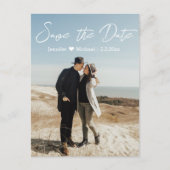 sparen het datum witte handschrift paar 2 foto's aankondigingskaart (Voorkant)