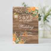 Sparen het Hout van de Datum, de Lantaarns en de O Save The Date (Staand voorkant)