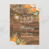 Sparen het Hout van de Datum, de Lantaarns en de O Save The Date (Voorkant / Achterkant)