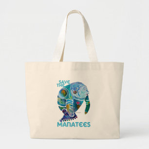 Sparen het Manatee Grote Tote Bag