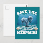 Sparen het Manateeg van de Zeemeermin van Chubby Briefkaart (Voorkant / Achterkant)