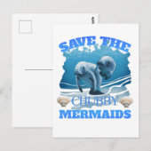 Sparen het Manateeg van de Zeemeermin van Chubby Briefkaart (Voorkant / Achterkant)