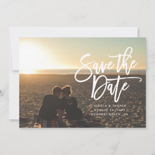 Sparen het manuscript van de Datum, horizontaal, l Save The Date (Voorkant)