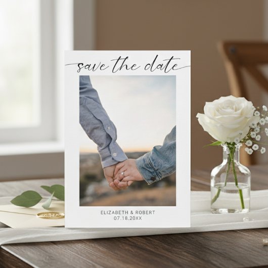 Sparen het Minimale Manuscript van de Foto van de Save The Date