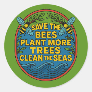 Sparen het Plant van bijen Meer Bomen zuiveren de  Ronde Sticker