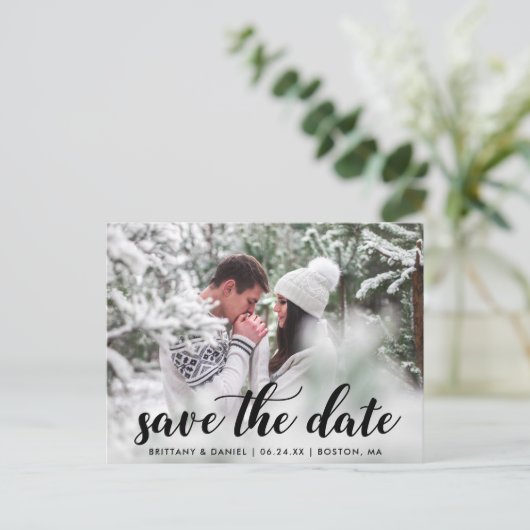 Sparen het Verloving van de Datum het Moderne Manu Briefkaart (Staand voorkant)