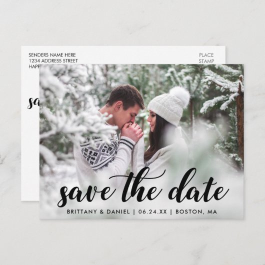 Sparen het Verloving van de Datum het Moderne Manu Briefkaart (Voorkant / Achterkant)