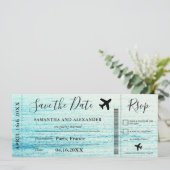 Sparen het vliegtuig van het datummanuscript insta save the date (Staand voorkant)