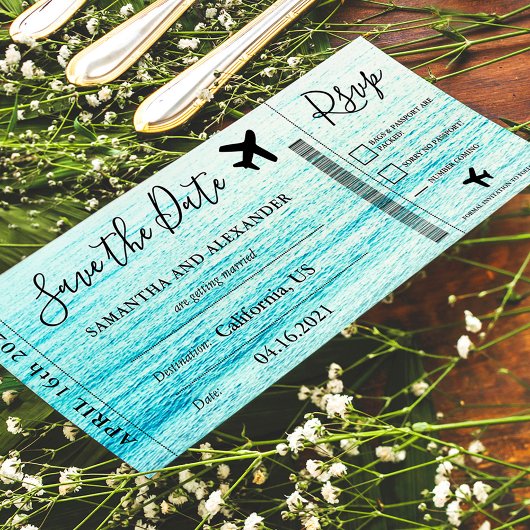 Sparen het vliegtuig van het datummanuscript insta save the date