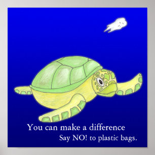 Sparen het Zee, zeg NEE! voor plastic zakken Poster